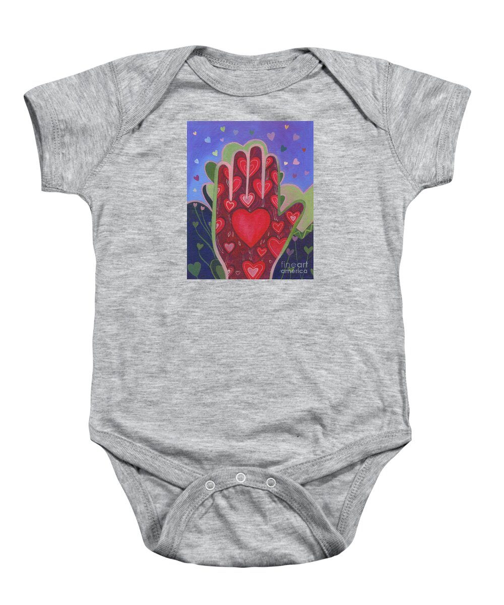 Love Baby Onesie featuring the painting May We Choose Love by Helena Tiainen