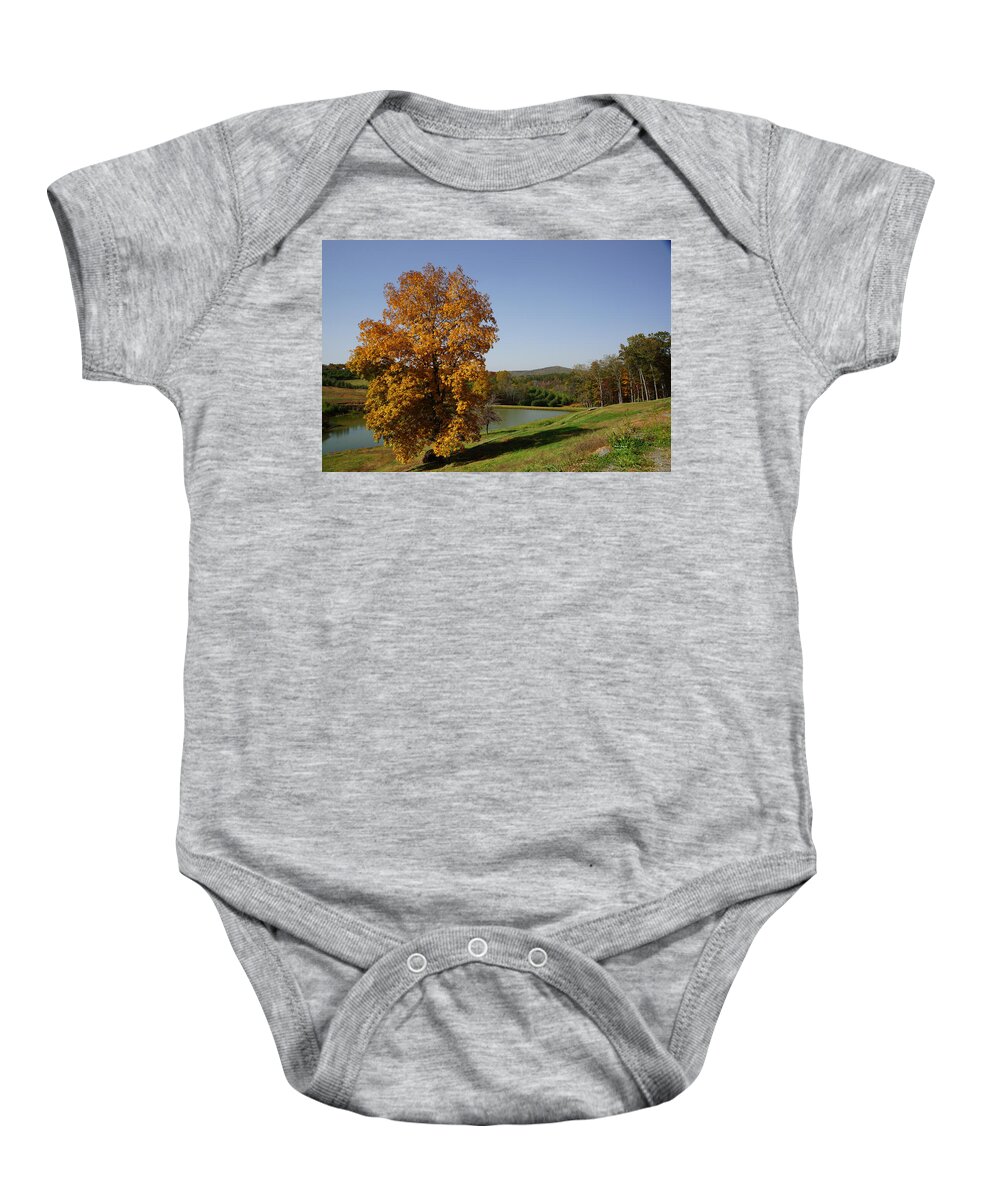 Red Baby Onesie featuring the photograph Mercier Orchards by Rafael Salazar