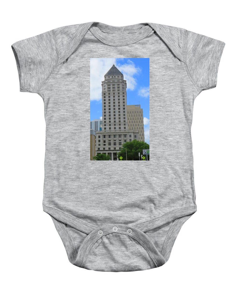 Miami Baby Onesie featuring the photograph Miami Dade Courthouise by Dart Humeston