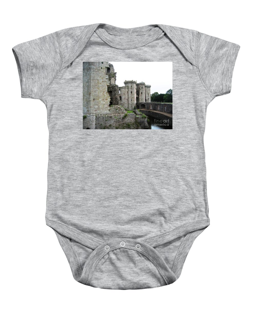 Medieval Castle Baby Onesie featuring the photograph Moated Raglan by Denise Railey