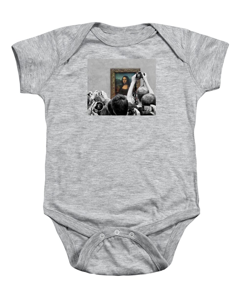 Mona Lisa Baby Onesie featuring the photograph Mona Smiles by Jennie Breeze