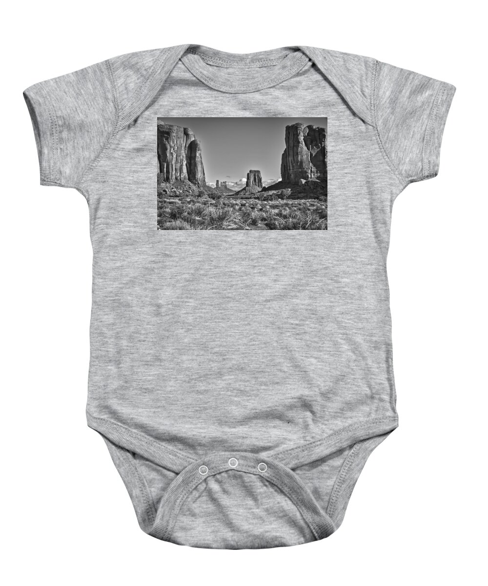  Monument Valley Photographs Baby Onesie featuring the photograph Monument Valley 8 BW by Ron White