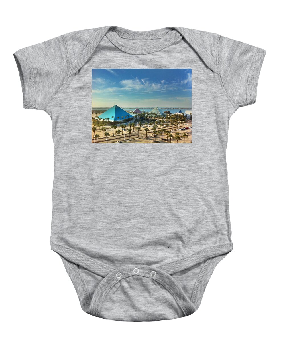 Moody Baby Onesie featuring the photograph Moody Gardens in Galveston by Tim Stanley