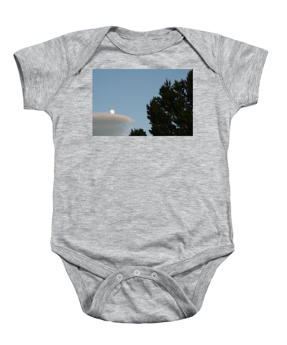David S Reynolds Baby Onesie featuring the photograph Moon over cloud by David S Reynolds