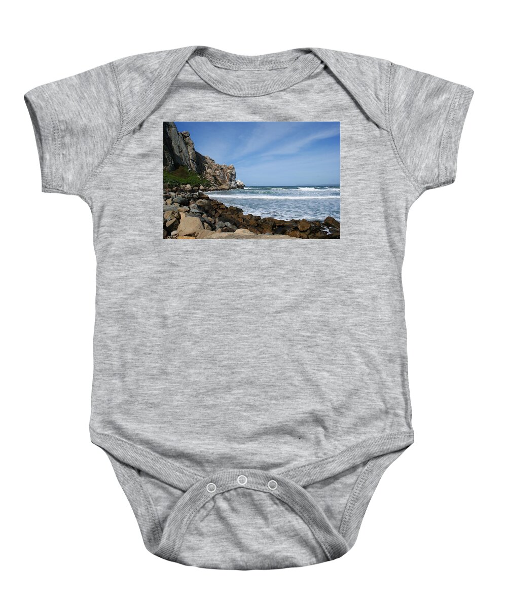Morro Bay California Baby Onesie featuring the photograph Morro Bay Rock by Ernest Echols