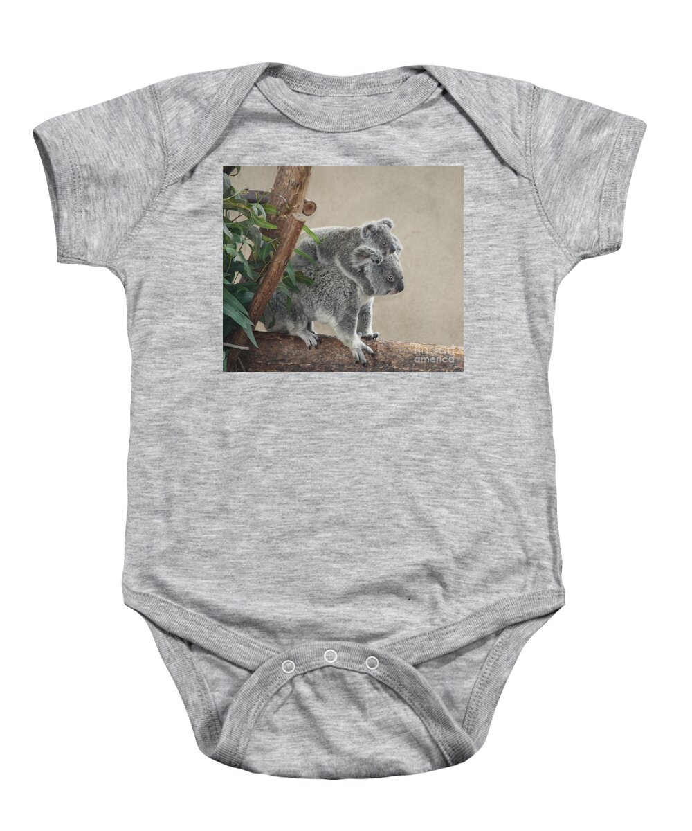 Mother And Child Koalas Baby Onesie featuring the photograph Mother and Child Koalas by John Telfer
