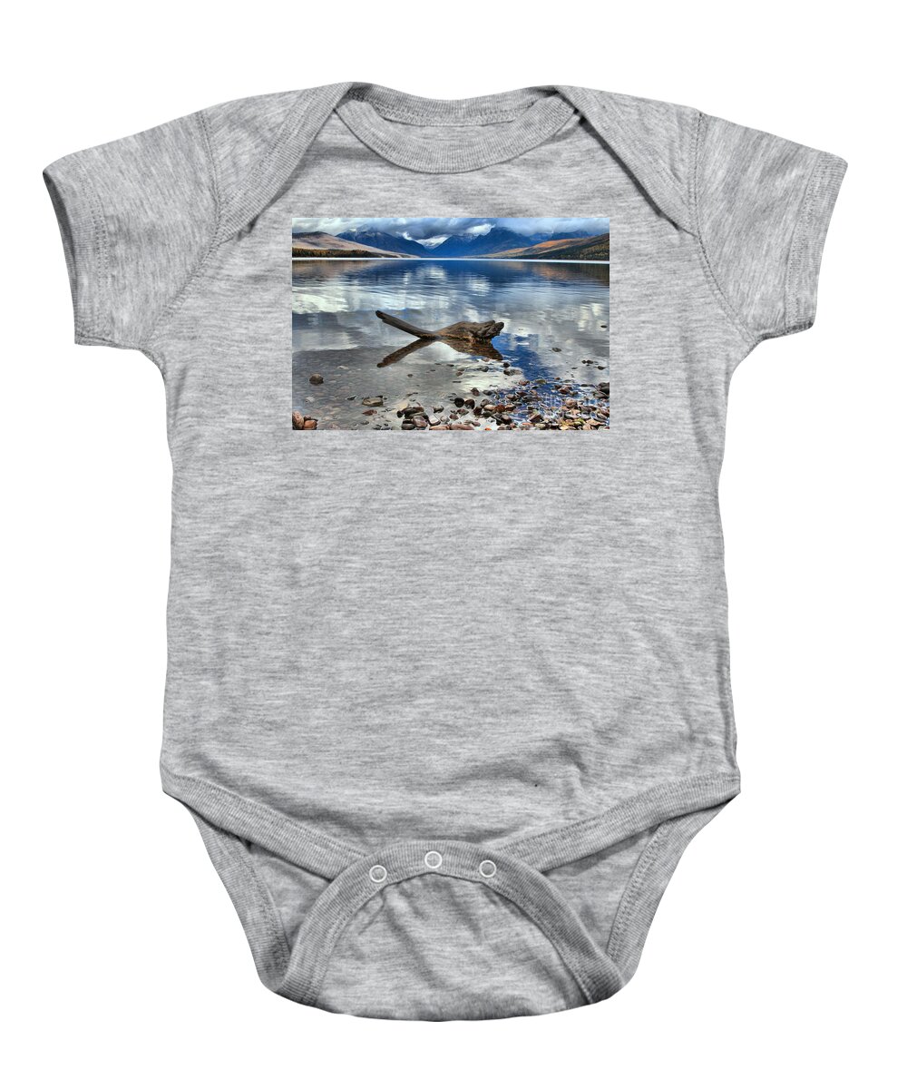 Glacier National Park Baby Onesie featuring the photograph Mountain Drift Log by Adam Jewell