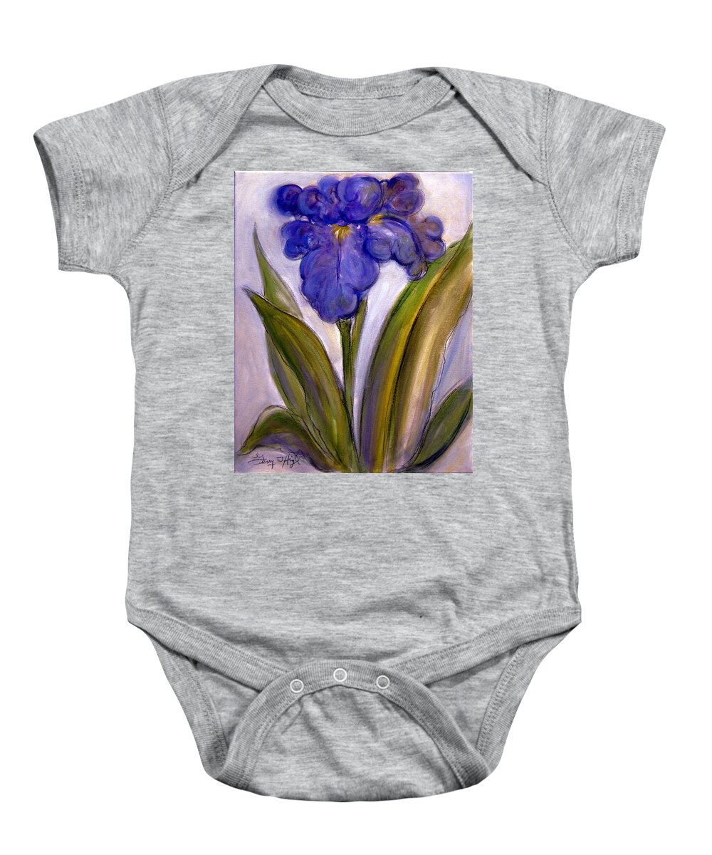 Purple Iris Baby Onesie featuring the painting My Iris by Gerry High