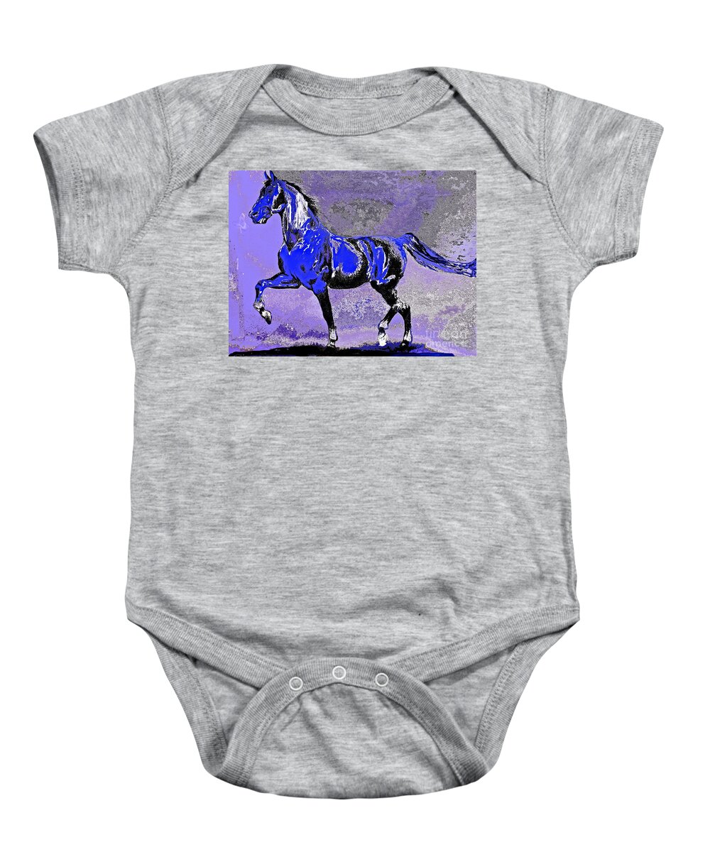 Mysterious Stallion Baby Onesie featuring the painting Mysterious Stallion Abstract by Saundra Myles