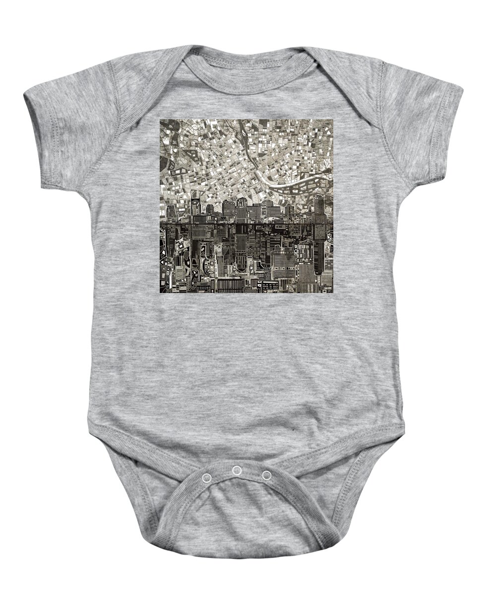 Nashville Baby Onesie featuring the painting Nashville Skyline Abstract 5 by Bekim M