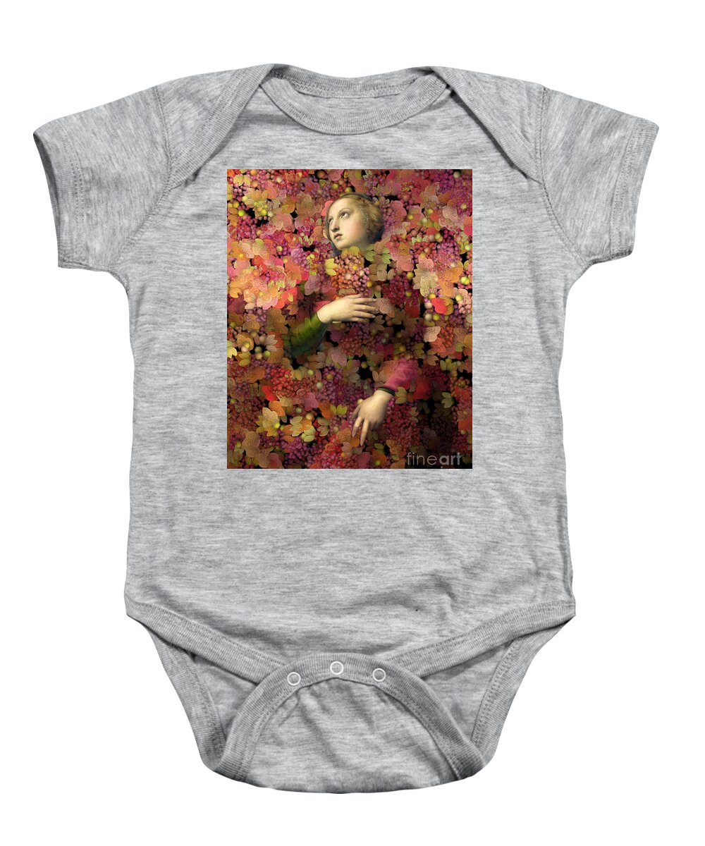 Portrait Baby Onesie featuring the digital art Natalia - Des Femmes et des Fleurs 02 by Aimelle Ml