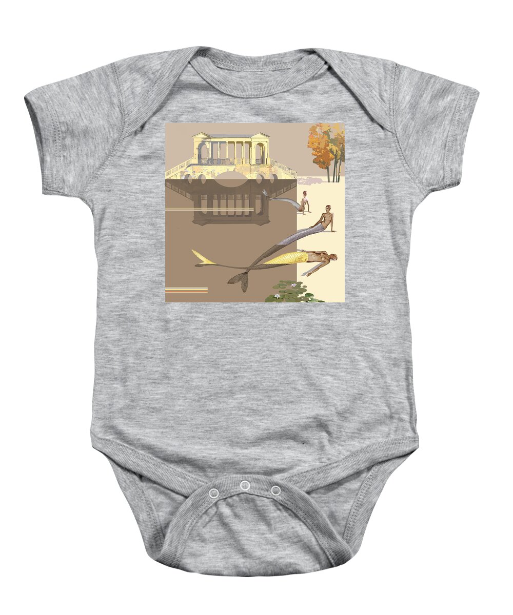 Bridge Baby Onesie featuring the painting Near the bridge by Victoria Fomina