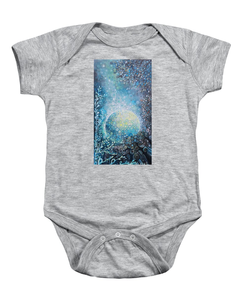 Moon Baby Onesie featuring the painting New Moon Rise 1 by Manami Lingerfelt