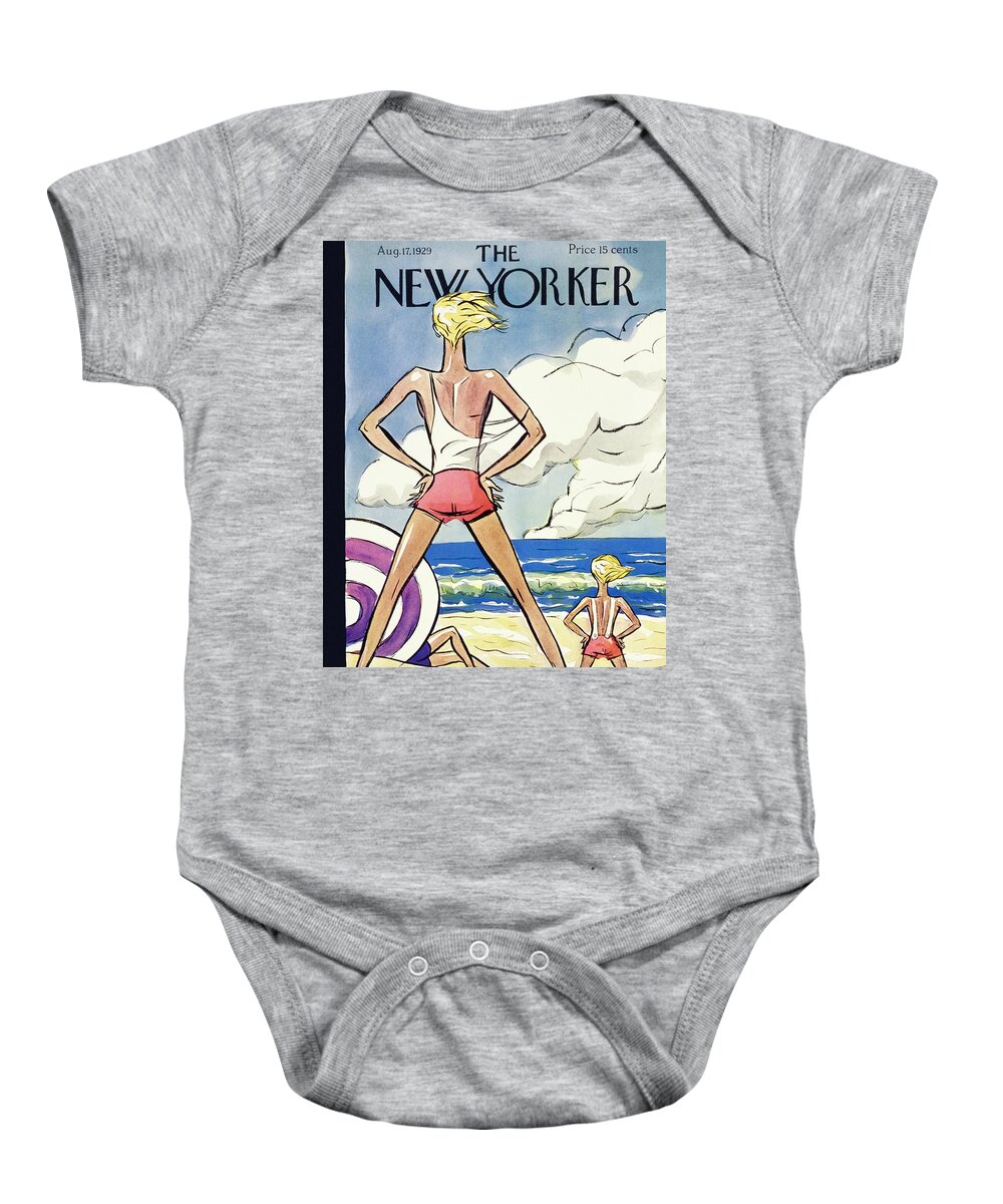 Girl Baby Onesie featuring the painting New Yorker August 17 1929 by Peter Arno