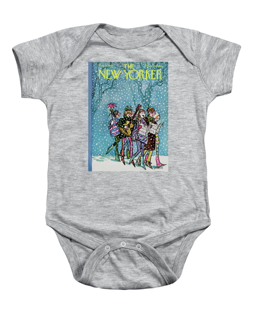Hippy Baby Onesie featuring the painting New Yorker December 16th, 1967 by Charles Saxon