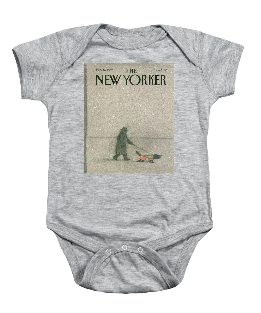 Man Baby Onesie featuring the painting New Yorker February 16th, 1987 by Eugene Mihaesco