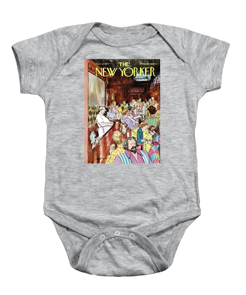 Charles Saxon Csa Baby Onesie featuring the painting New Yorker November 27th, 1971 by Charles Saxon
