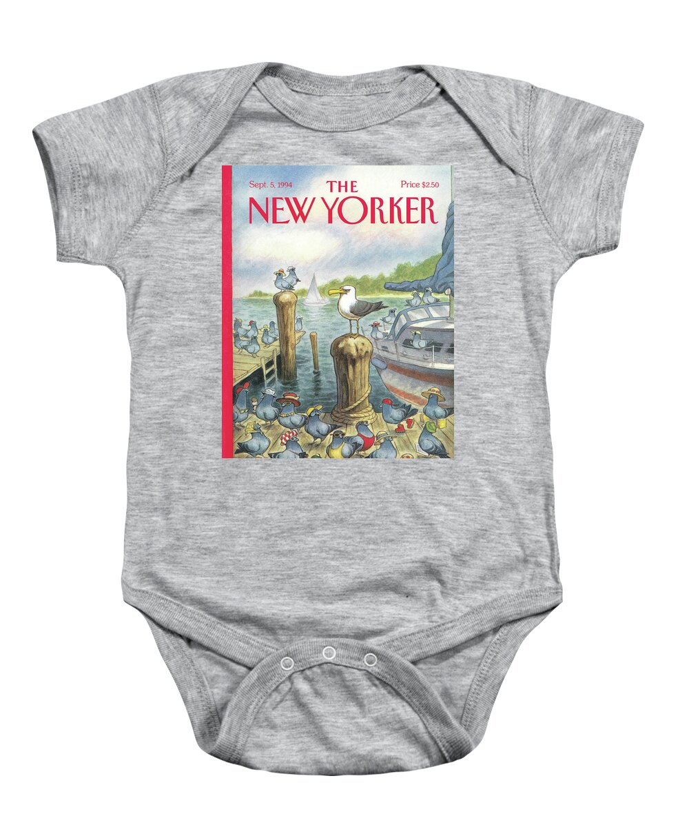 Labor Day Baby Onesie featuring the painting New Yorker September 5th, 1994 by Peter de Seve