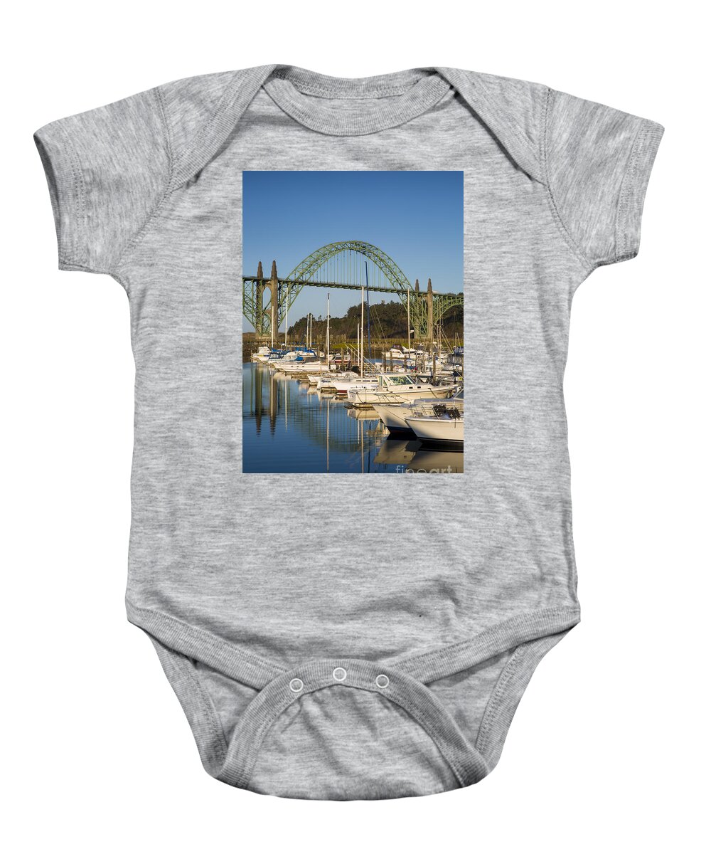 Oregon Baby Onesie featuring the photograph Newport Harbor Morning by Brian Jannsen