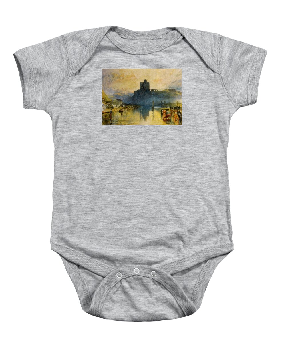 Jmw Baby Onesie featuring the painting Norham Castle on the River Tweed by Philip Ralley