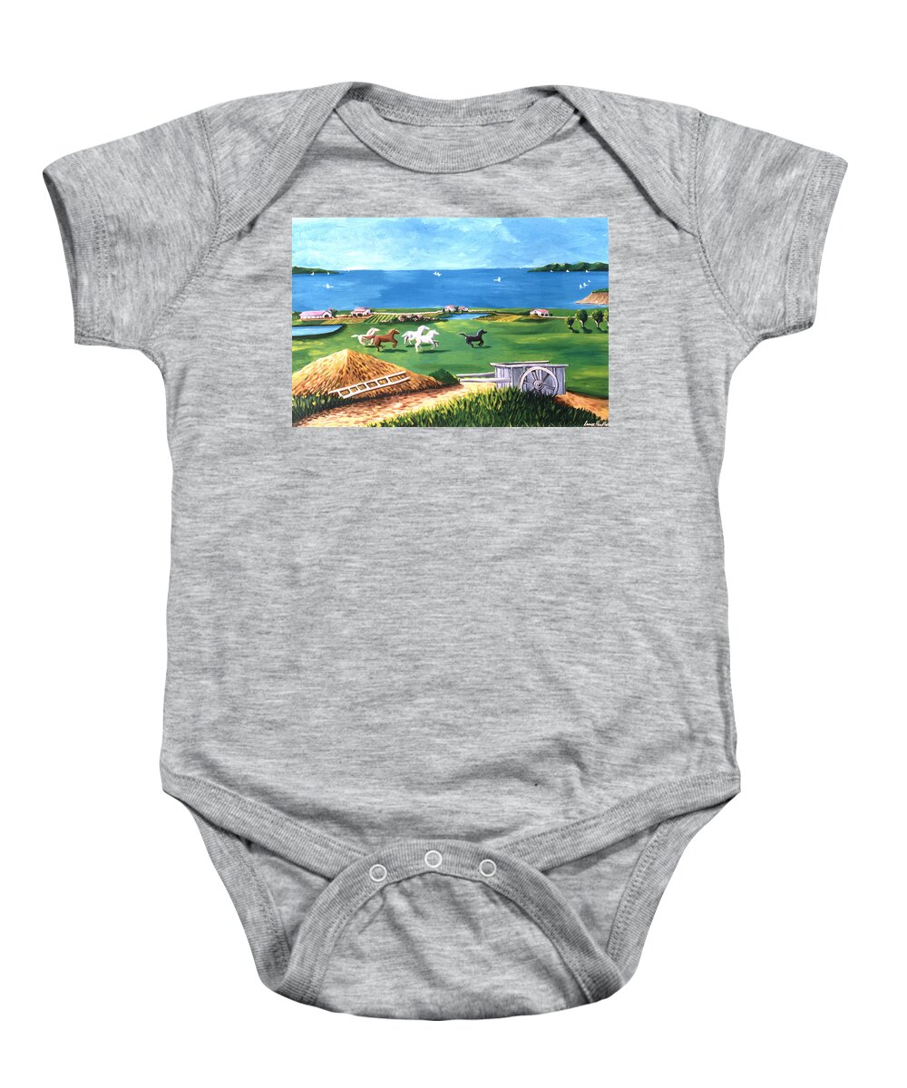 Ocean Ranch Baby Onesie featuring the painting Ocean Ranch by Lance Headlee