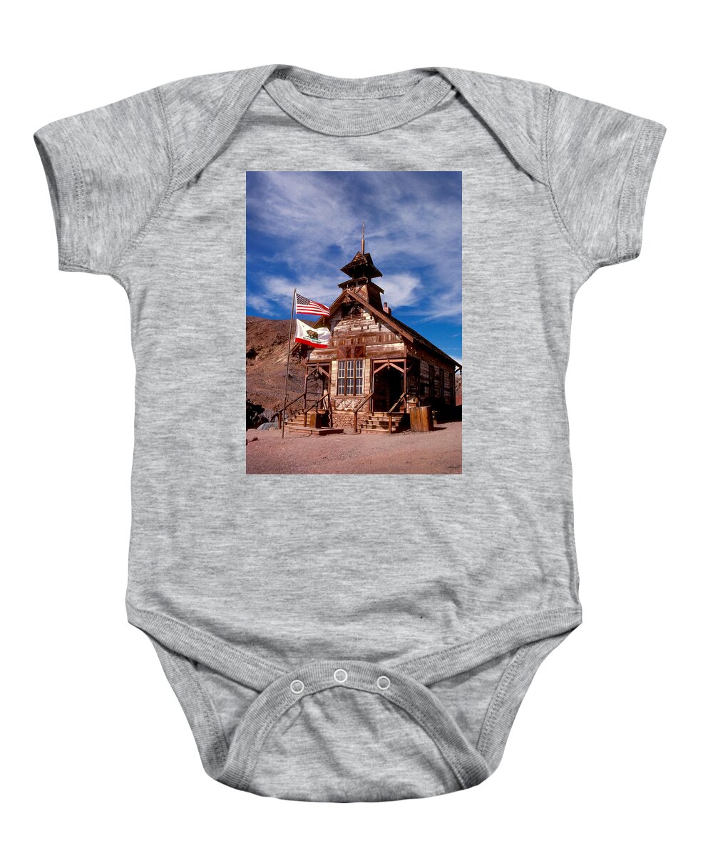 Calico Baby Onesie featuring the photograph Old West School Days by Paul W Faust - Impressions of Light
