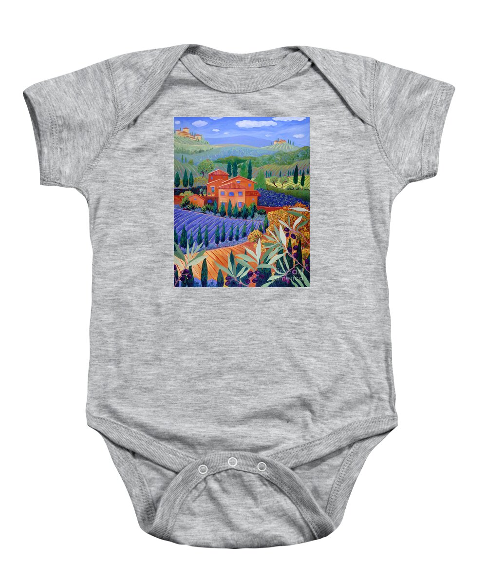 Tuscany Baby Onesie featuring the painting On a Hill Above Tuscany by Cathy Carey
