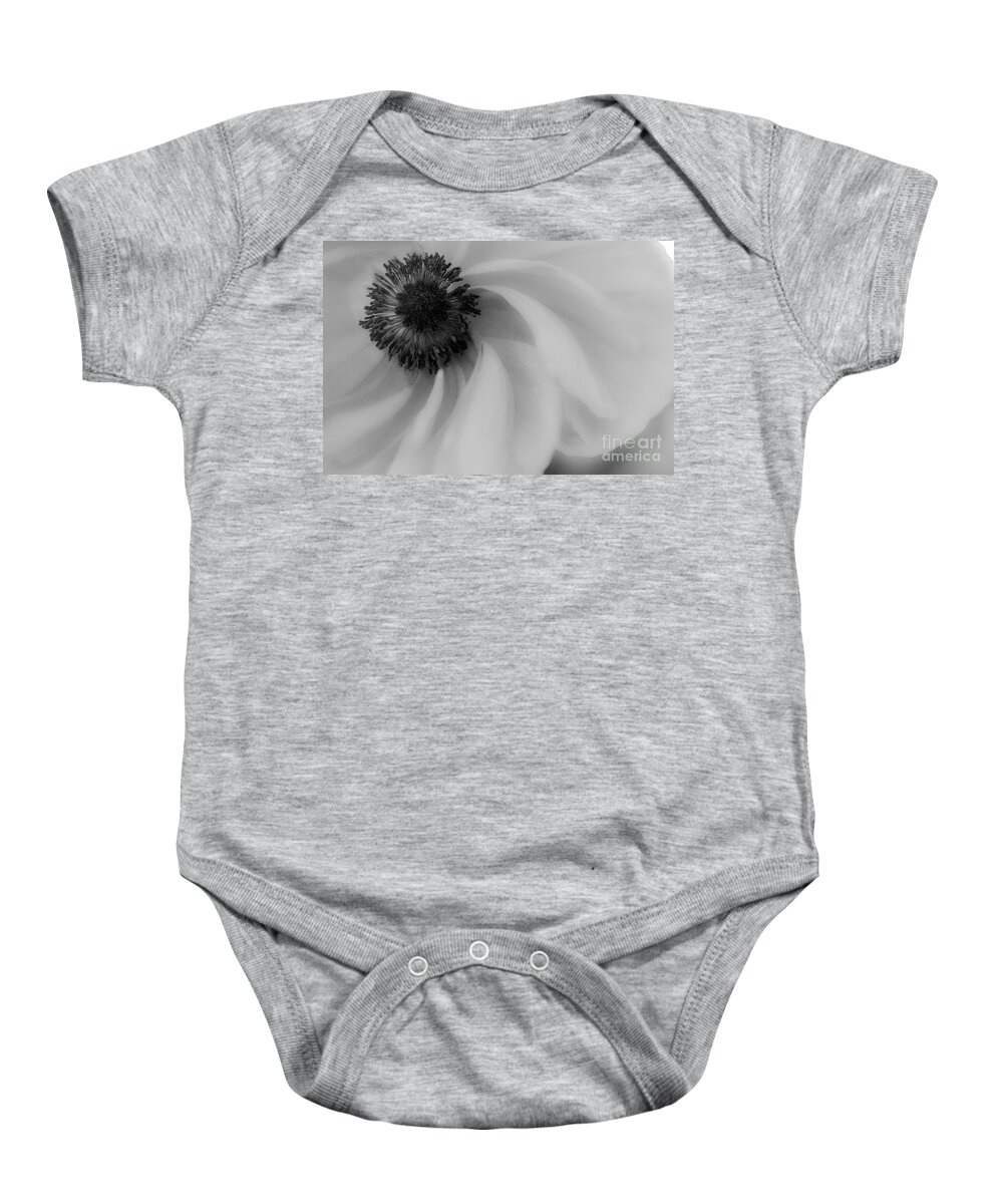 Flower Baby Onesie featuring the photograph Orange Flower in Black and White by Michael Arend