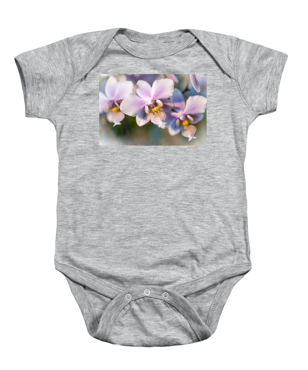 Orchid Baby Onesie featuring the photograph Orchid Macro 3 by Jenny Rainbow