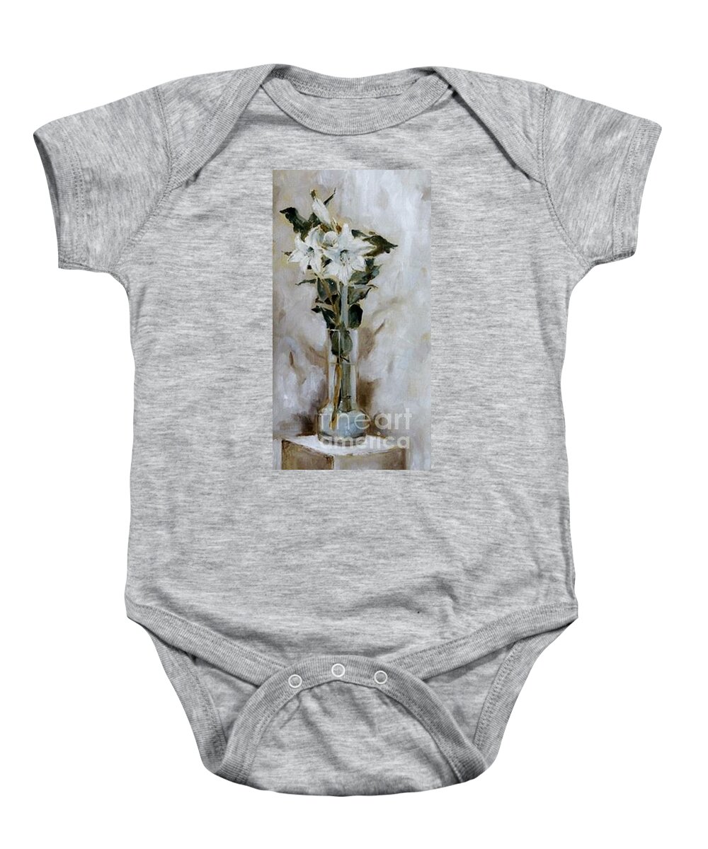 Flower Baby Onesie featuring the painting O.t. by Karina Plachetka