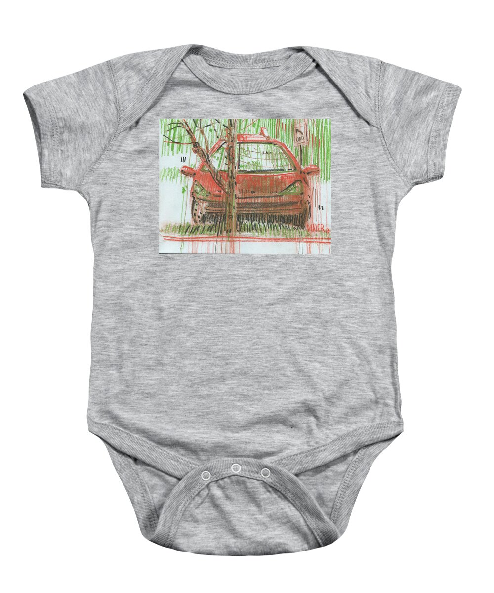 Car Baby Onesie featuring the painting Papa John's by Donald Maier