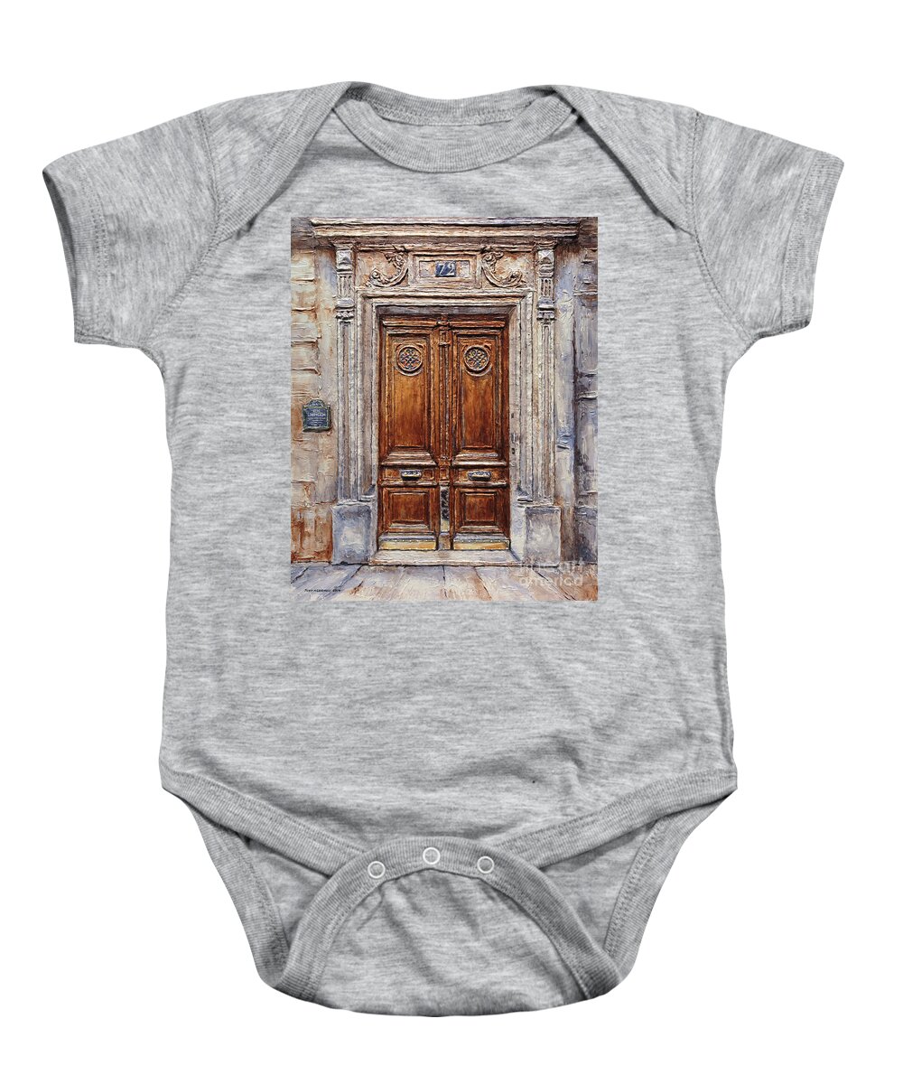 Rue Lauriston Baby Onesie featuring the painting Parisian Door on Rue Lauriston by Joey Agbayani