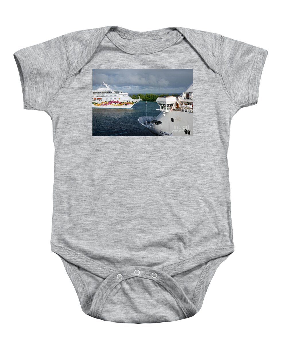 Bahamas Baby Onesie featuring the photograph Passing Cruise Ships by Amy Cicconi