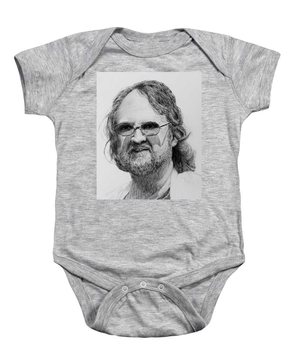 Portrait Baby Onesie featuring the drawing Paul Rebmann by Daniel Reed
