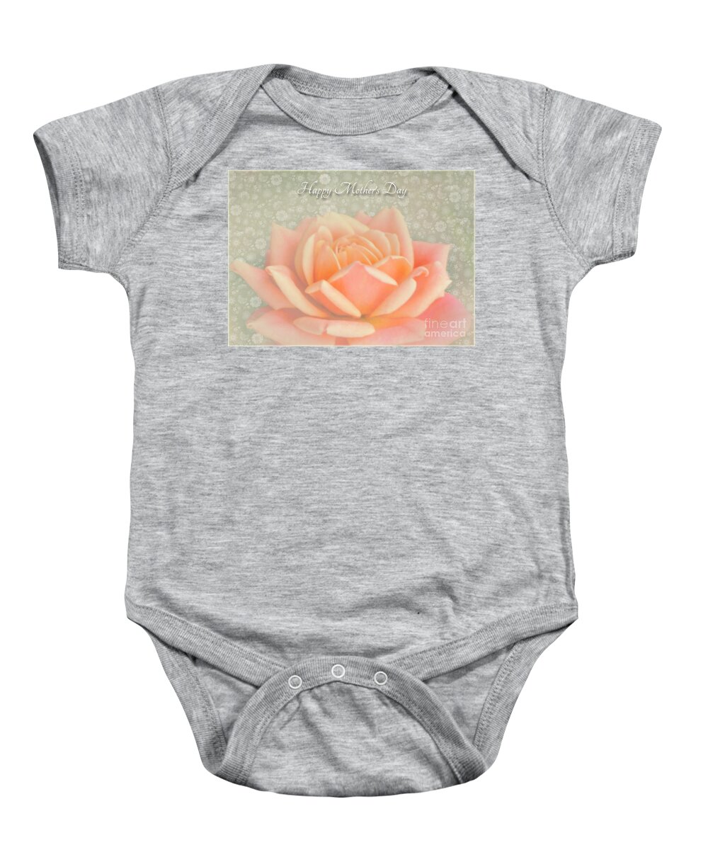 Nature Baby Onesie featuring the photograph Peach Perfection Rose Mother's Day by Debbie Portwood