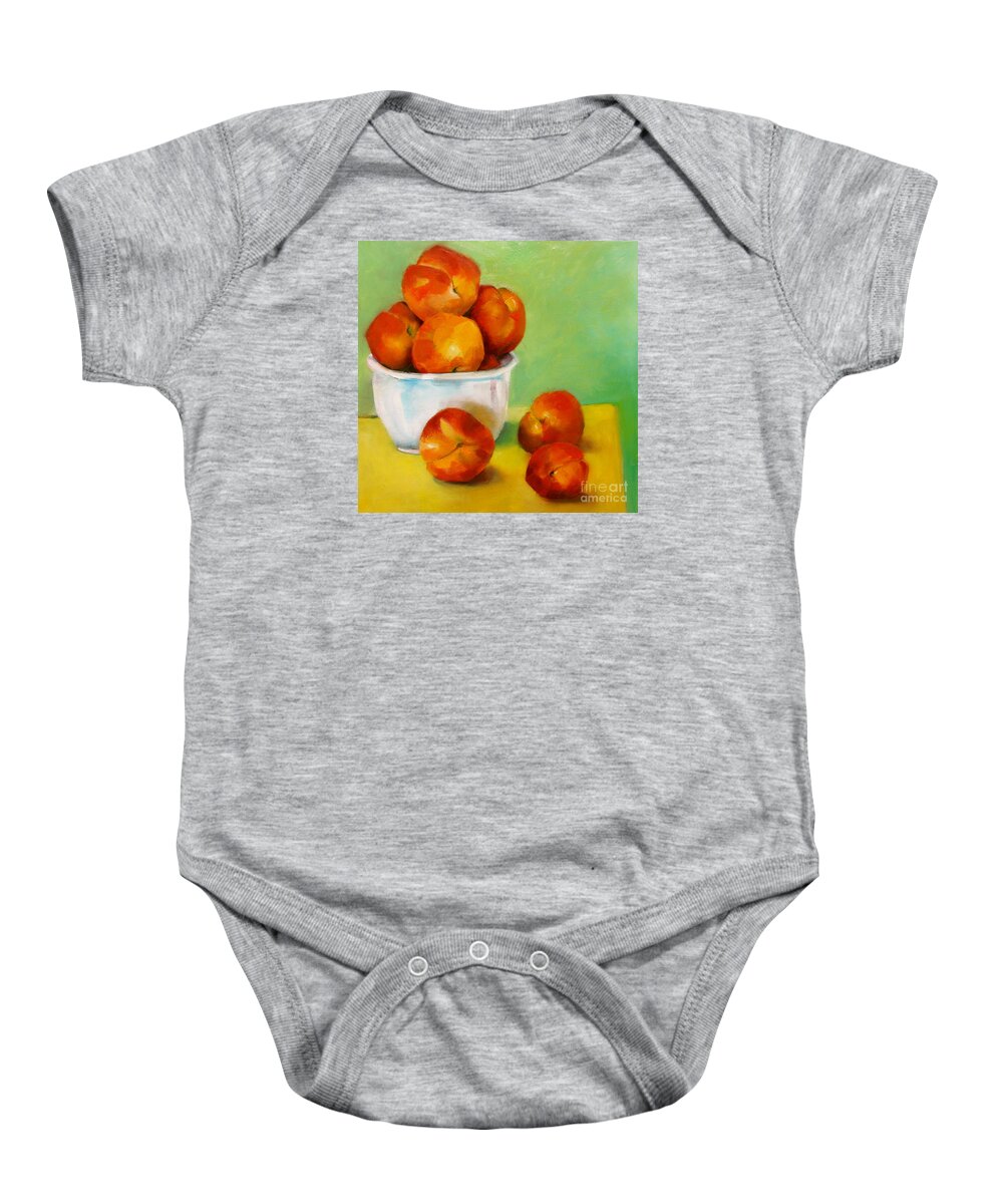 Peaches Baby Onesie featuring the painting Peachy Keen by Michelle Abrams