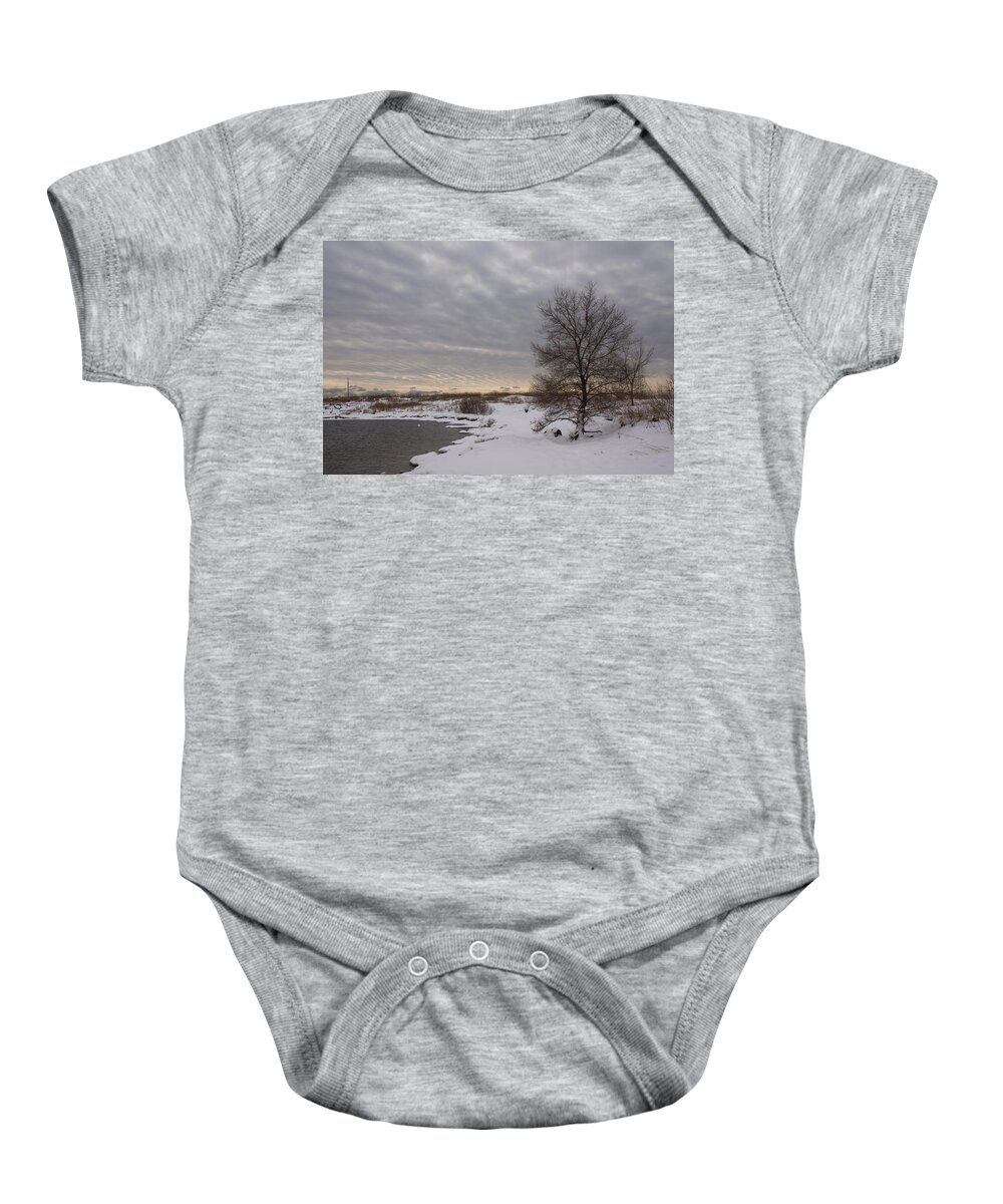 Pearly Baby Onesie featuring the photograph Pearly Grays and Ripples by Georgia Mizuleva