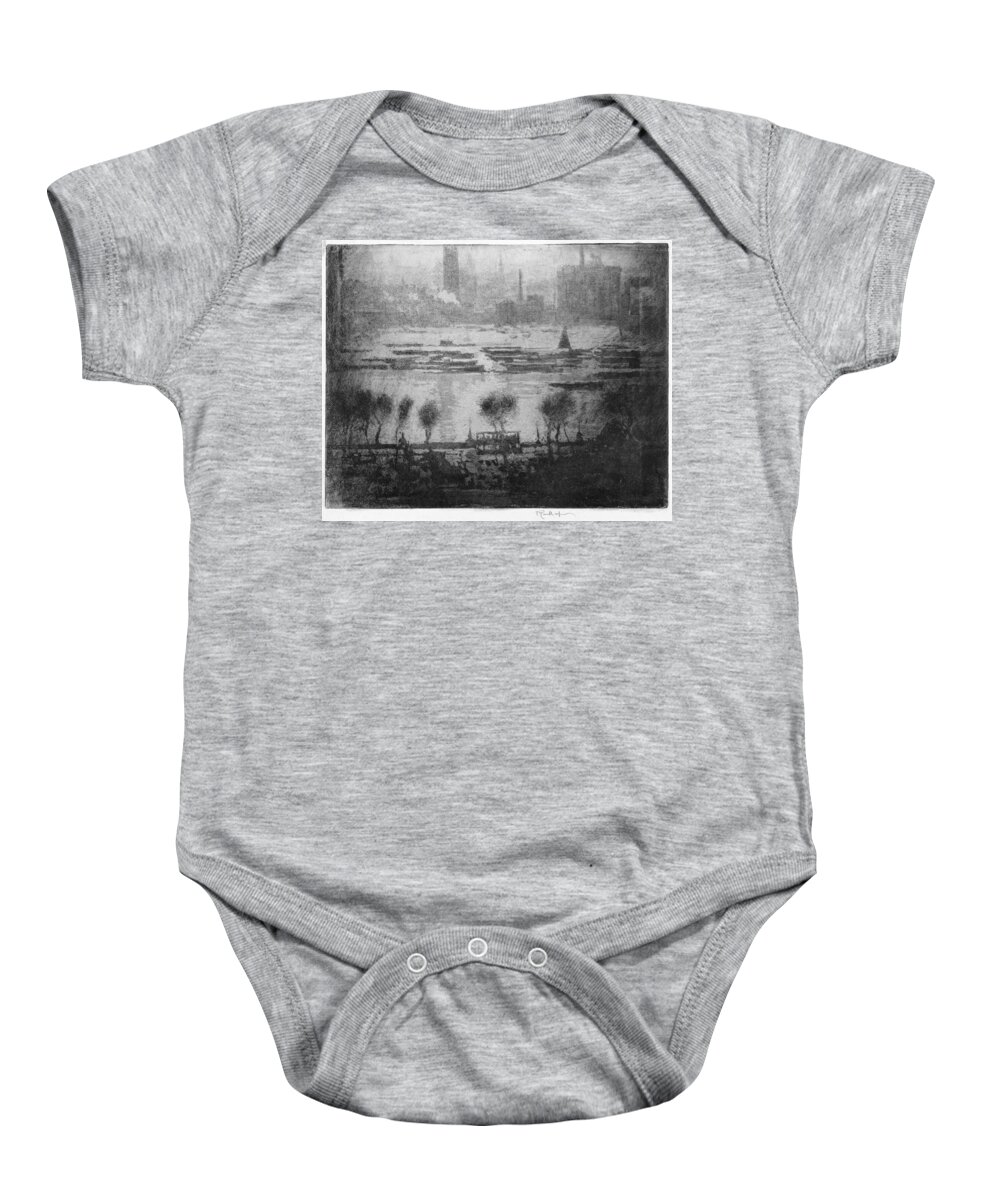 1909 Baby Onesie featuring the painting Pennell Thames, 1909 by Granger