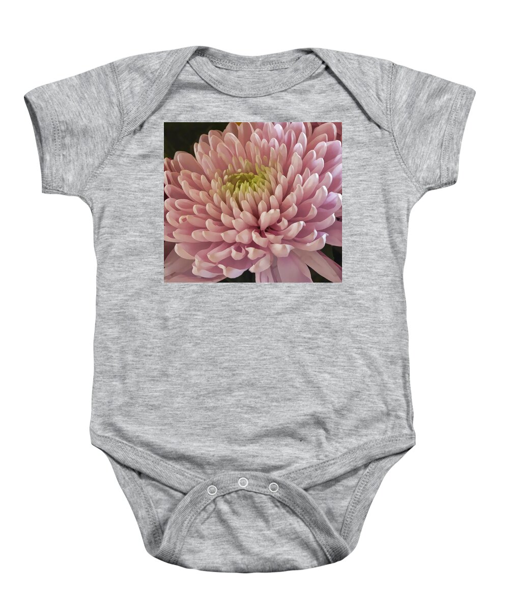 Chrysanthemum Baby Onesie featuring the photograph Pink Chrysanthemum by Lynn Bolt