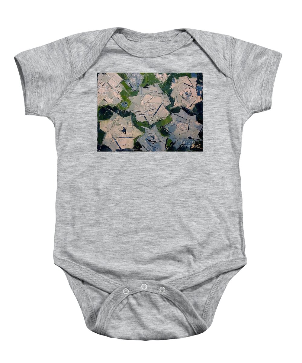 Abstract Baby Onesie featuring the painting Playing with blue by Amalia Suruceanu