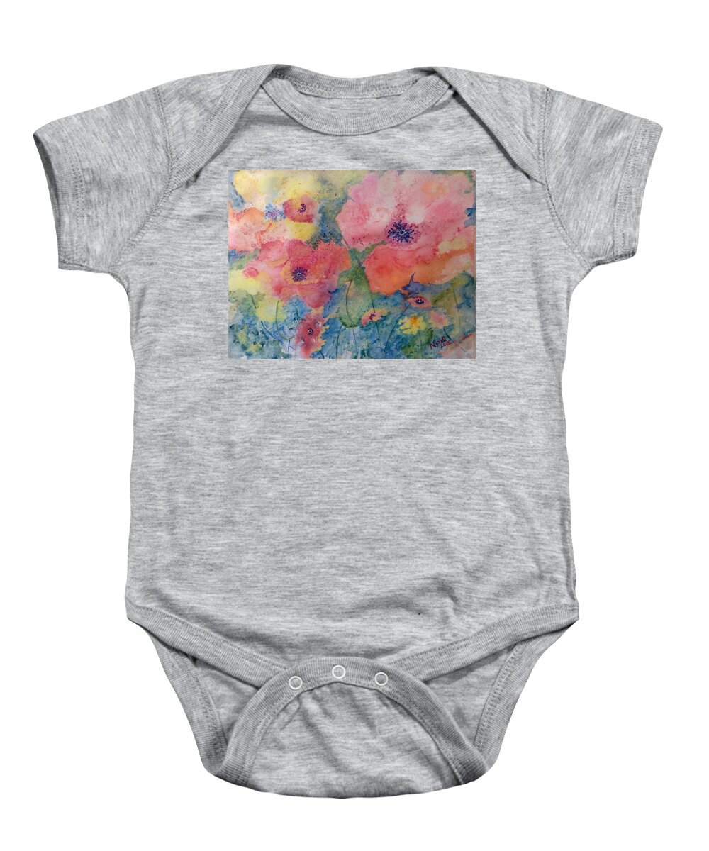 Floral Baby Onesie featuring the painting Poppy Love by Renate Wesley