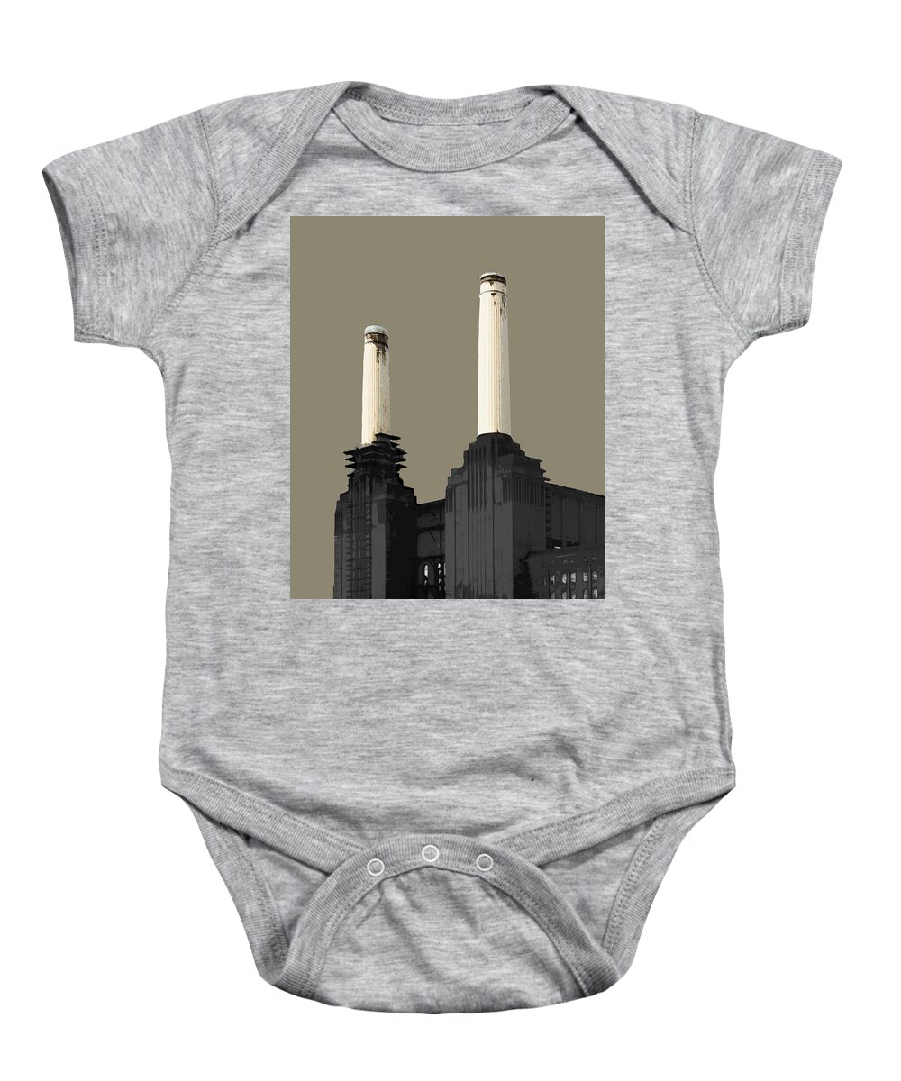 Eye Baby Onesie featuring the mixed media Power - French GREY by BFA Prints