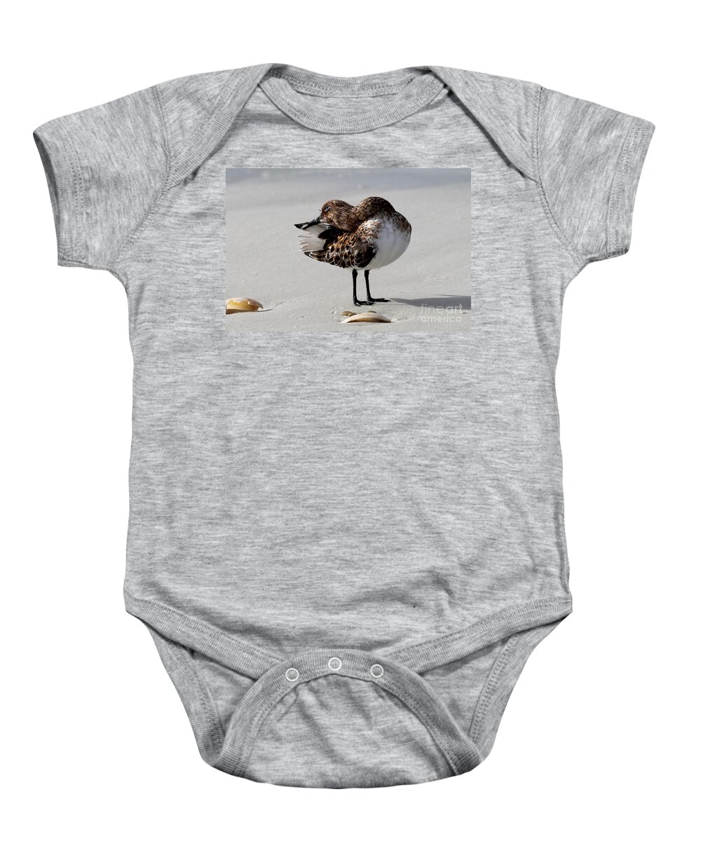 Sanderling Baby Onesie featuring the photograph Preening Sanderling by Meg Rousher