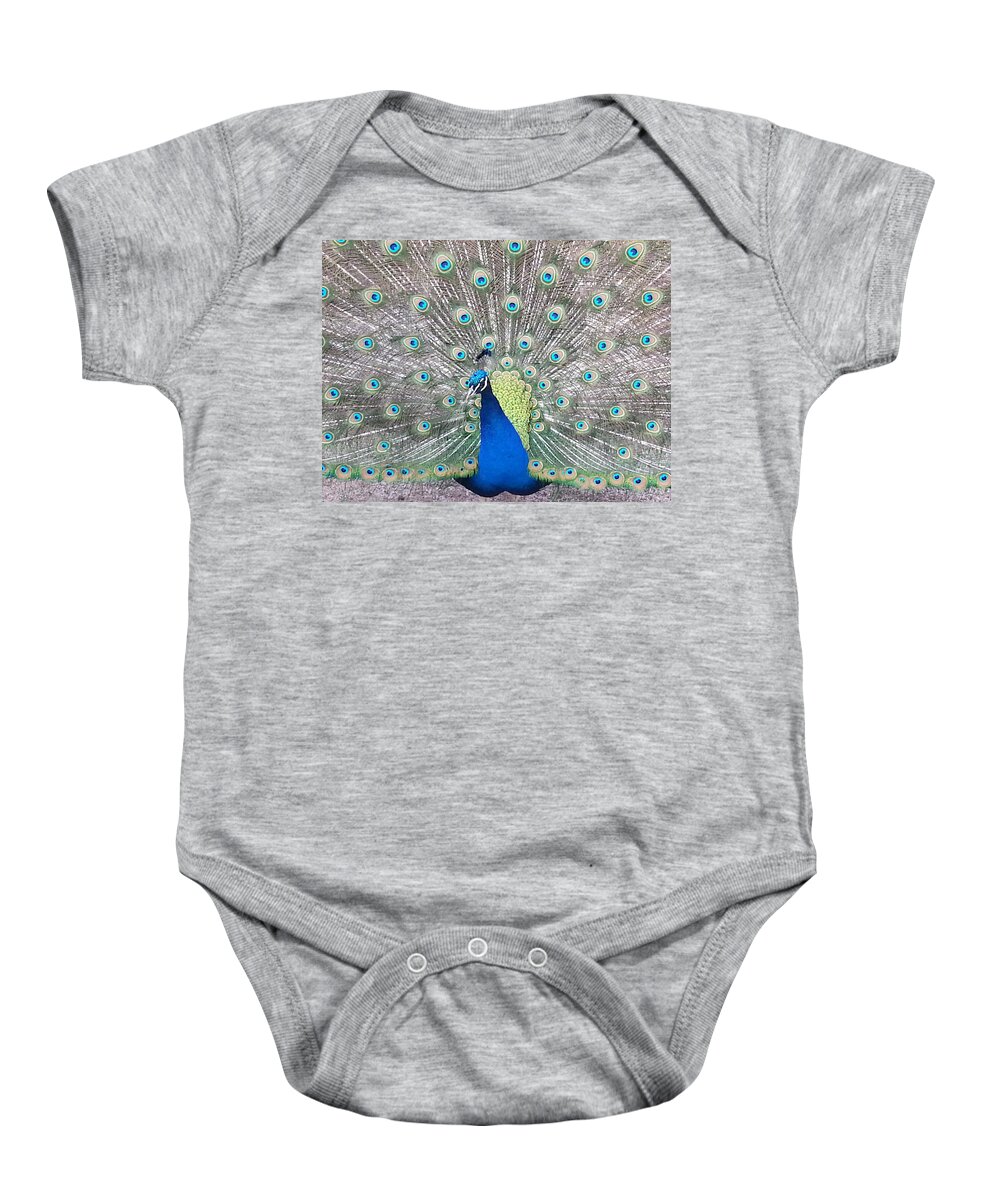 Peacock Baby Onesie featuring the photograph Pride by Caryl J Bohn