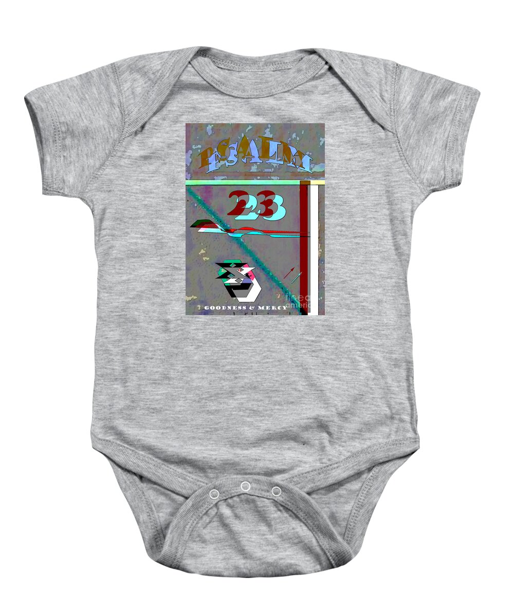 Psalm 23 Baby Onesie featuring the digital art Psalm 23 by Karen Francis