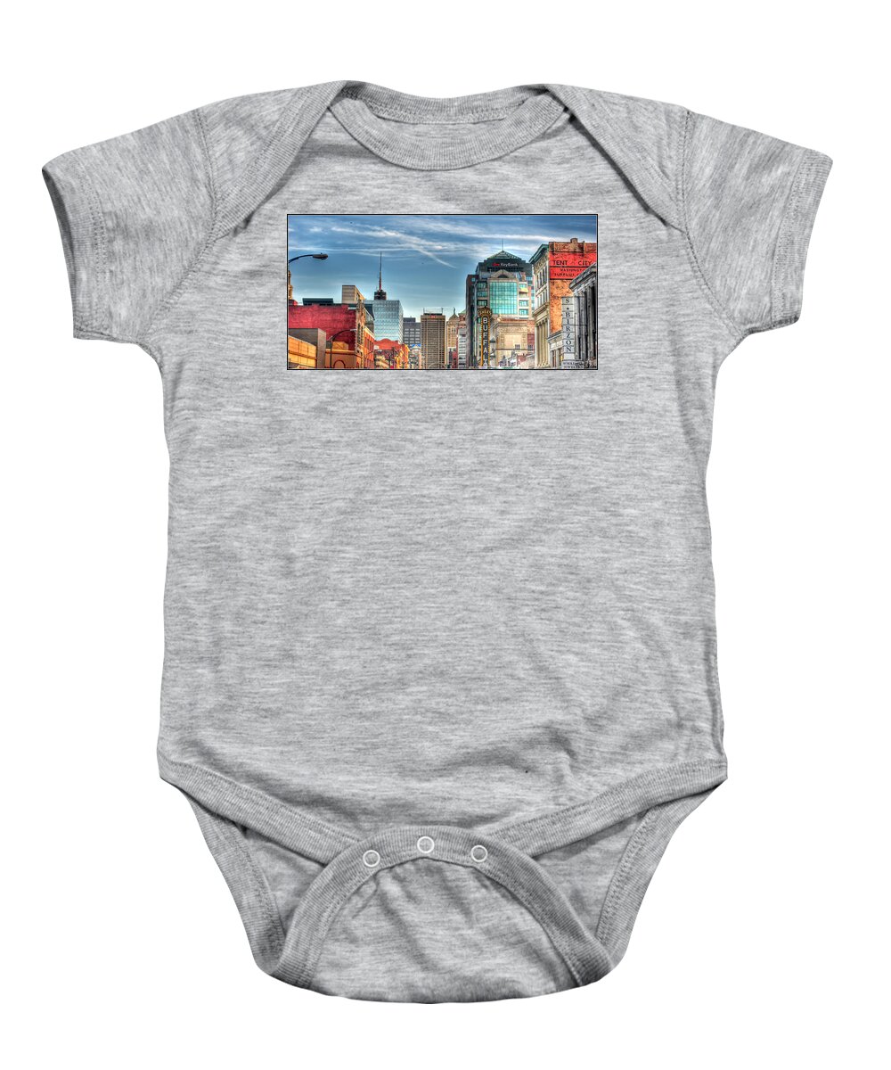 Queen City Baby Onesie featuring the photograph Queen City Downtown by Michael Frank Jr