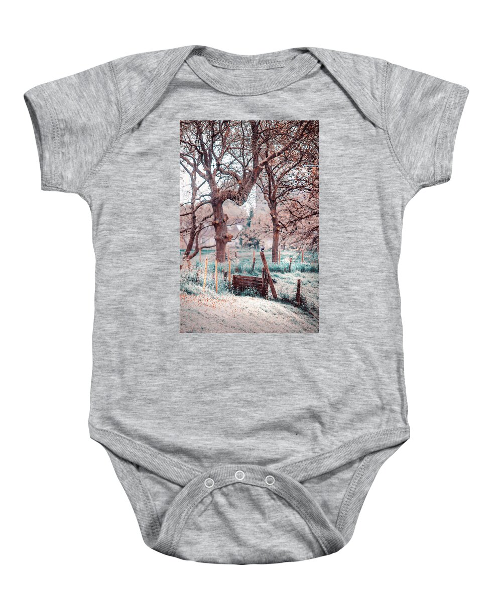 Nature Baby Onesie featuring the photograph Quiet Place. Nature in Alien Skin by Jenny Rainbow