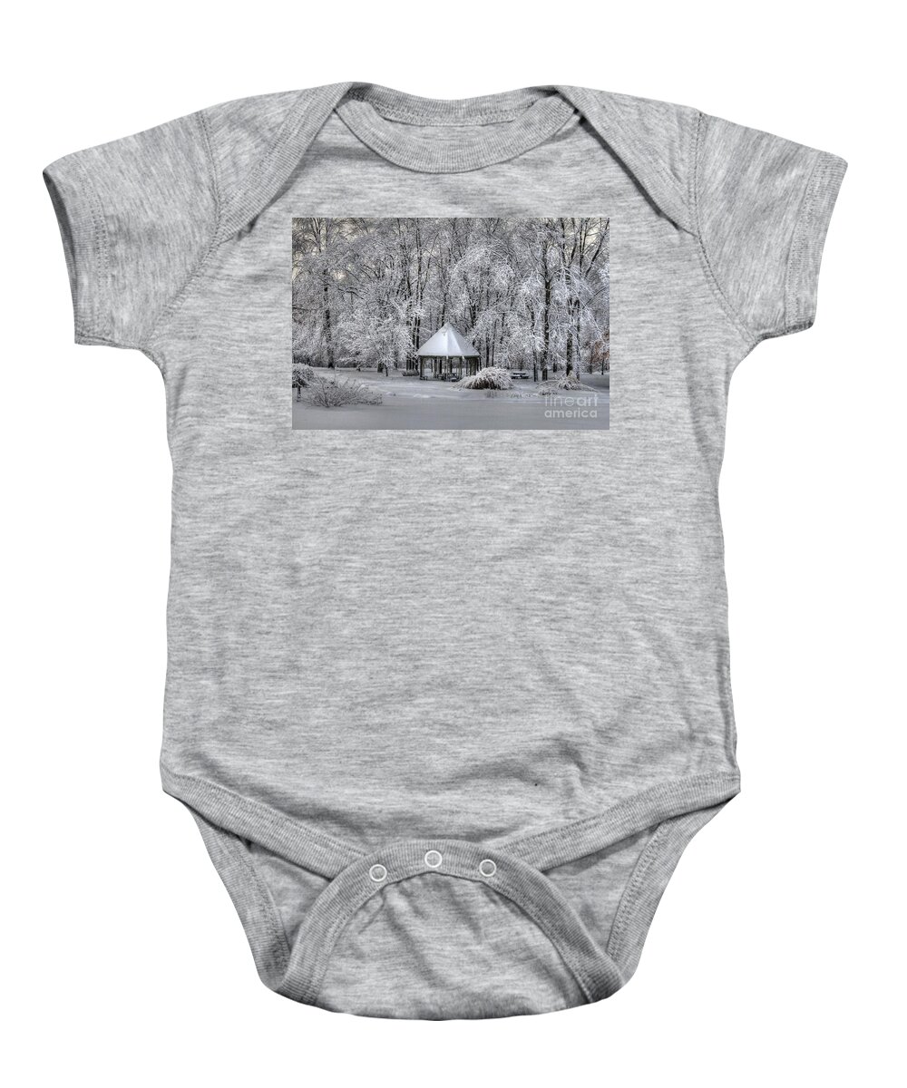 Snow Baby Onesie featuring the photograph QUIETE PLACE-winter by Robert Pearson