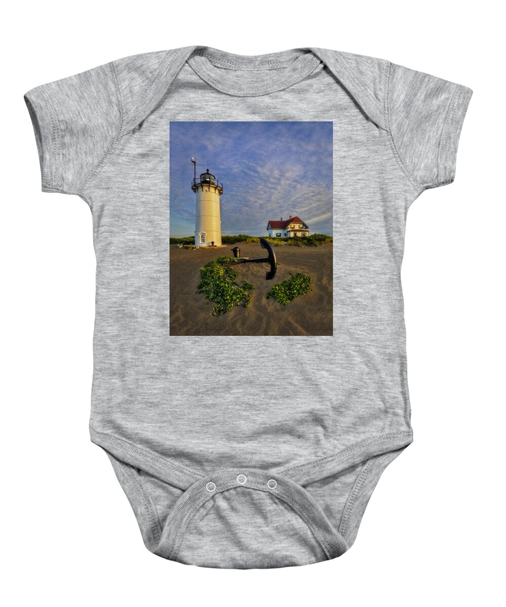 Race Point Lighthouse Baby Onesie featuring the photograph Race Point Lighthouse by Susan Candelario