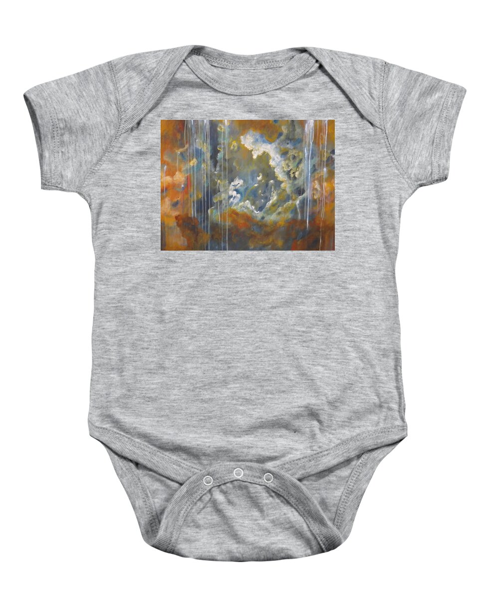 Abstract Large Baby Onesie featuring the painting Raindance  by Soraya Silvestri